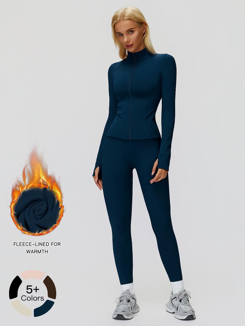 Autumn Winter Casual Versatile Set, Zipper Windproof Warm Fleece Set, Outdoor Running Fitness Sports Set, Men's Active Wear, Sports Suit Tracksuits