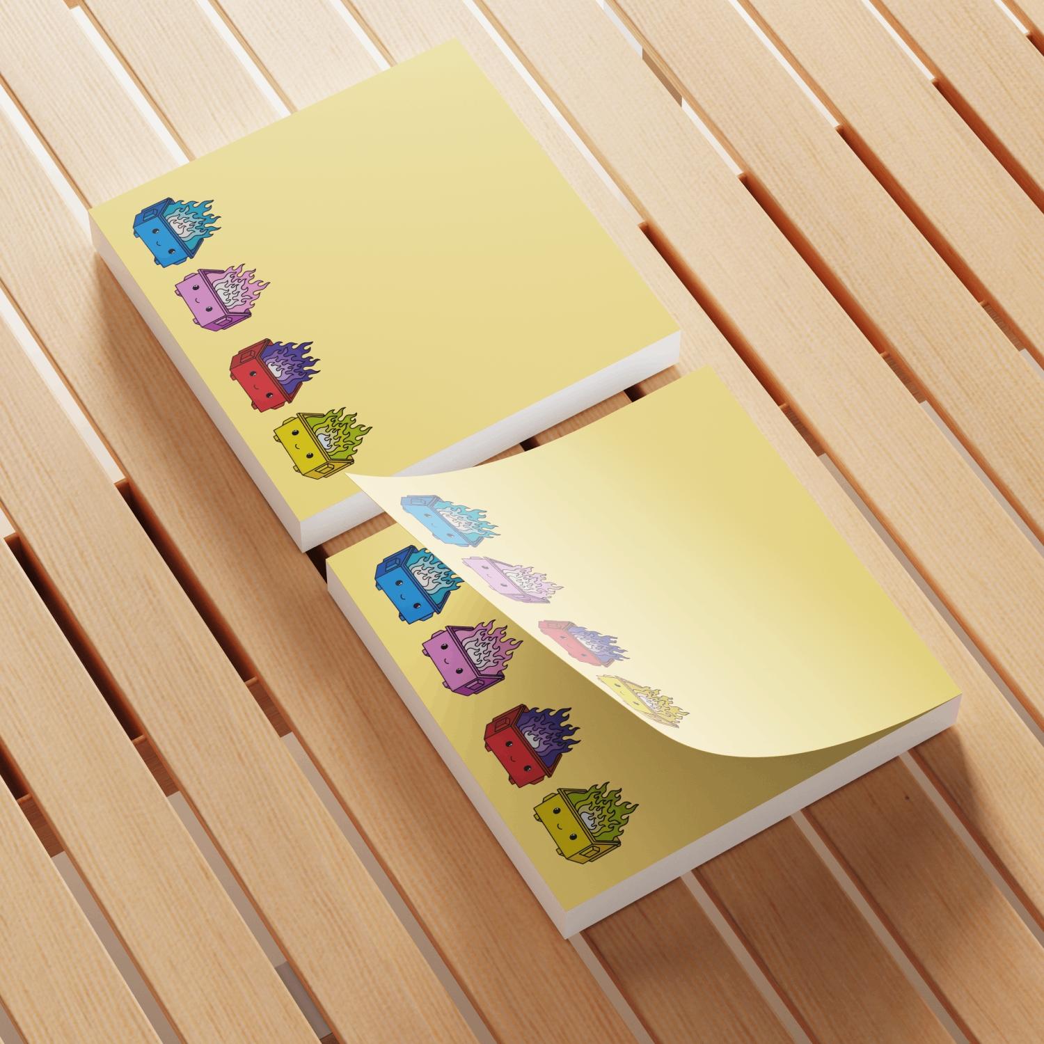 Dumpster Fire Sticky Note, 4 Counts/set Cartoon Sticky Note, Adhesive Note Pad for School Office Home Supplies Students Teachers Gift