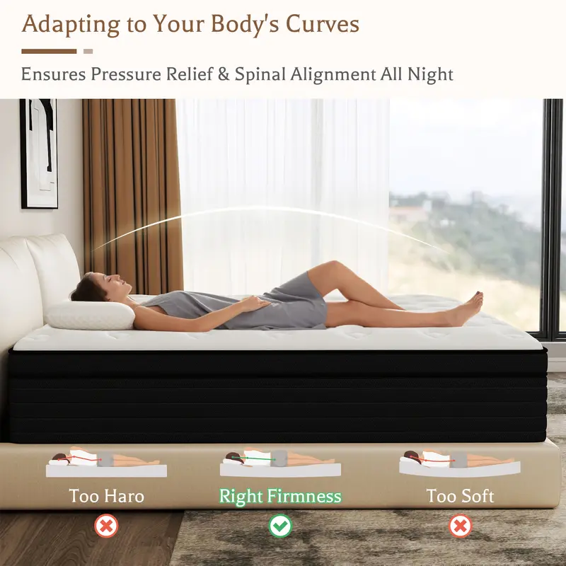KORLOVY Hybrid Pocket Spring Mattress (12/14in) - Twin/Full/Queen Sizes, Medium Firm, Memory Foam, Pressure Relief, 500-600 lb Capacity, Anti-Allergic, Eco-Friendly, Ergonomic, Breathable Bed Mattress in a Box KORLOVY Hybrid Pocket Spring Mattress (12/14in) - Twin/Full/Queen Sizes, Medium Firm, Memory Foam, Pressure Relief, 500-600 lb Capacity, Anti-Allergic, Eco-Friendly, Ergonomic, Breathable Bed Mattress in a Box