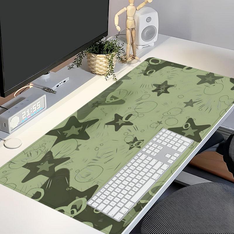 Extra Large Green Star Pattern Mouse Pad Stylish Gaming Mouse Pad 35x16 Inch Computer Keyboard Mousepad Suitable for Families, Offices and Schools. Perfect Gift for Family Members and Friends