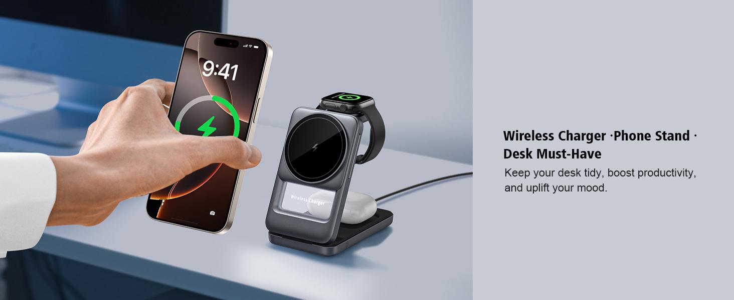 3 in 1 Magnetic Wireless Charging Station Mag-safe Charger Stand Magnetic Charger Dock 15W for iPhone 16 15 14 13 12 Series, For iwatch 3- 10 SE/Ultra, For Air 2-4 Pro, Space-saving, Exquisite Gift 3 in 1 Magnetic Wireless Charging Station Mag-safe Charger Stand Magnetic Charger Dock 15W for iPhone 16 15 14 13 12 Series, For iwatch 3- 10 SE/Ultra, For Air 2-4 Pro, Space-saving, Exquisite Gift