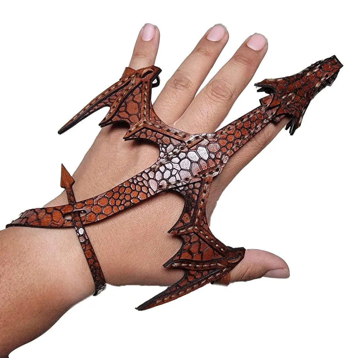 Artificial Leather Dragon Bracelet, Adjustable Finger Dragon Role Play Wrist Guard, Gothic Gift for Couples, Halloween Party Decor