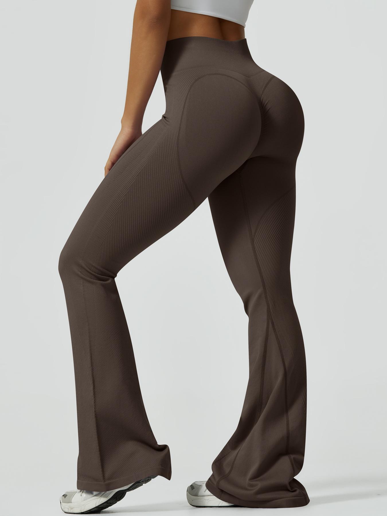 Women's Solid Color Flare Leg Sports Leggings, Comfy Breathable High Waist Bell Bottom Yoga Leggings, Ladies Sportswear for Indoor Outdoor Wear, Flared Yoga Bottoms