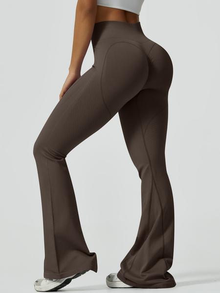 Women's Solid Color Flare Leg Sports Leggings, Comfy Breathable High Waist Bell Bottom Yoga Leggings, Ladies Sportswear for Indoor Outdoor Wear, Flared Yoga Bottoms