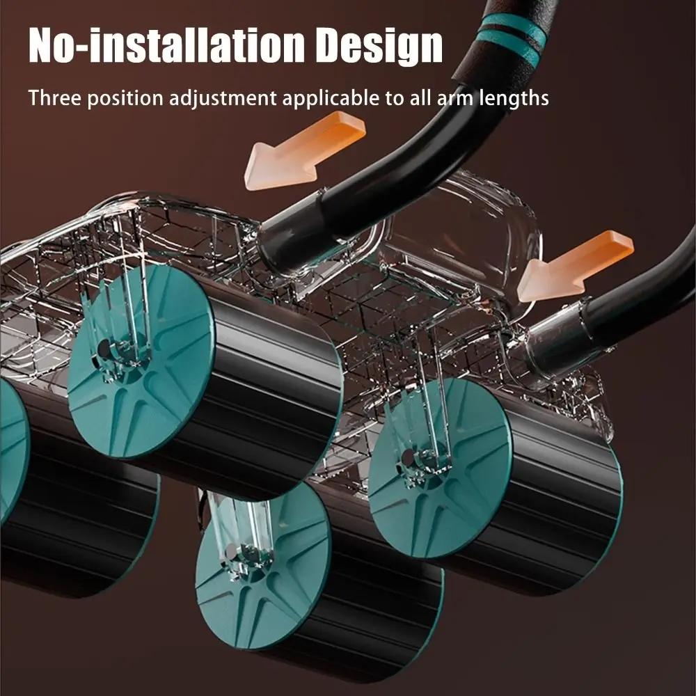 New Automatic Rebound Ab Roller Wheel with Elbow Support and Four-Wheel Design, Home Gym Core Exercise Equipment, Portable Fitness Rollers