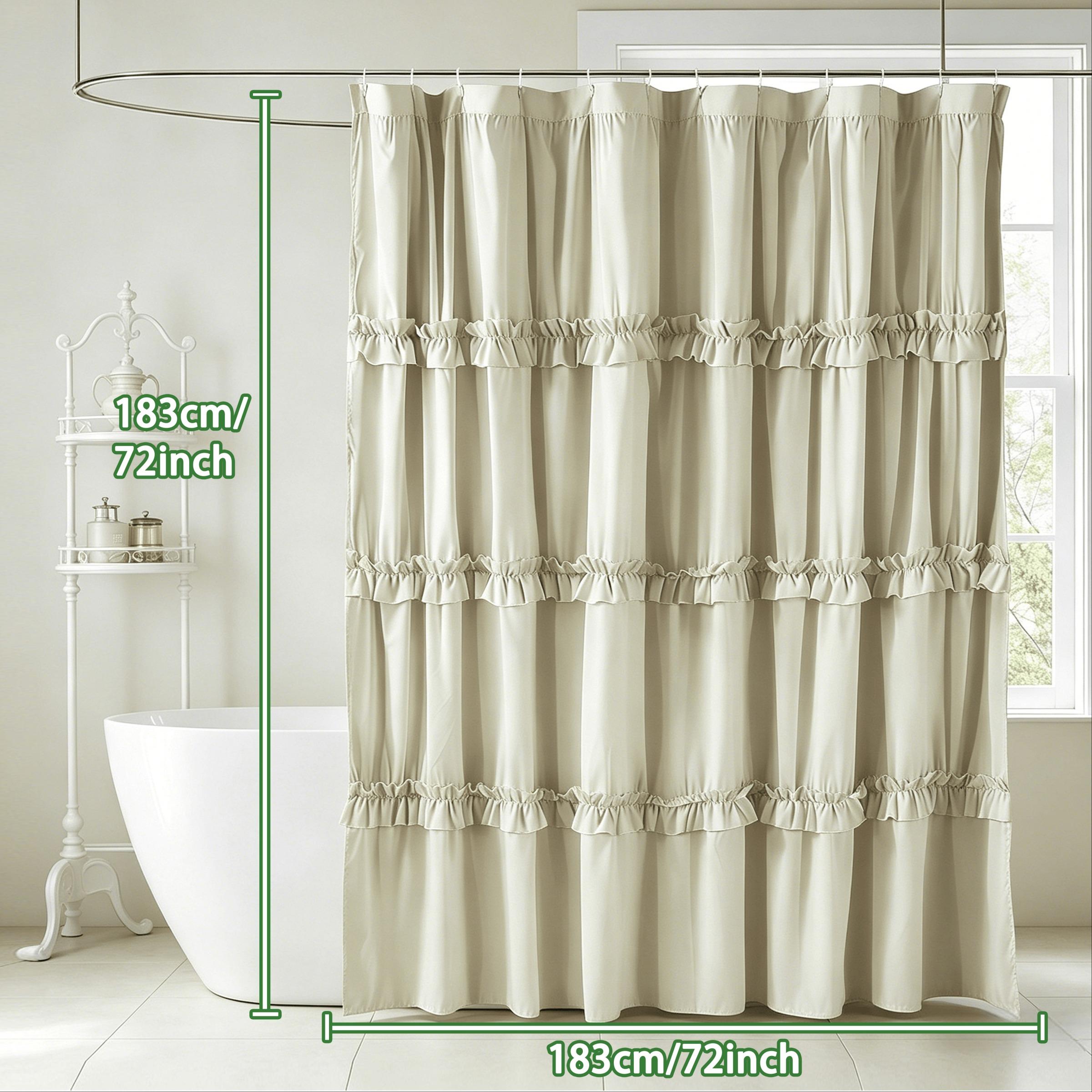French Vintage Camel Ruffle Shower Curtain, Soft Polyester, Bathroom Decor, Hotel Bedroom Salon Curtains, Perfect Gift Choice