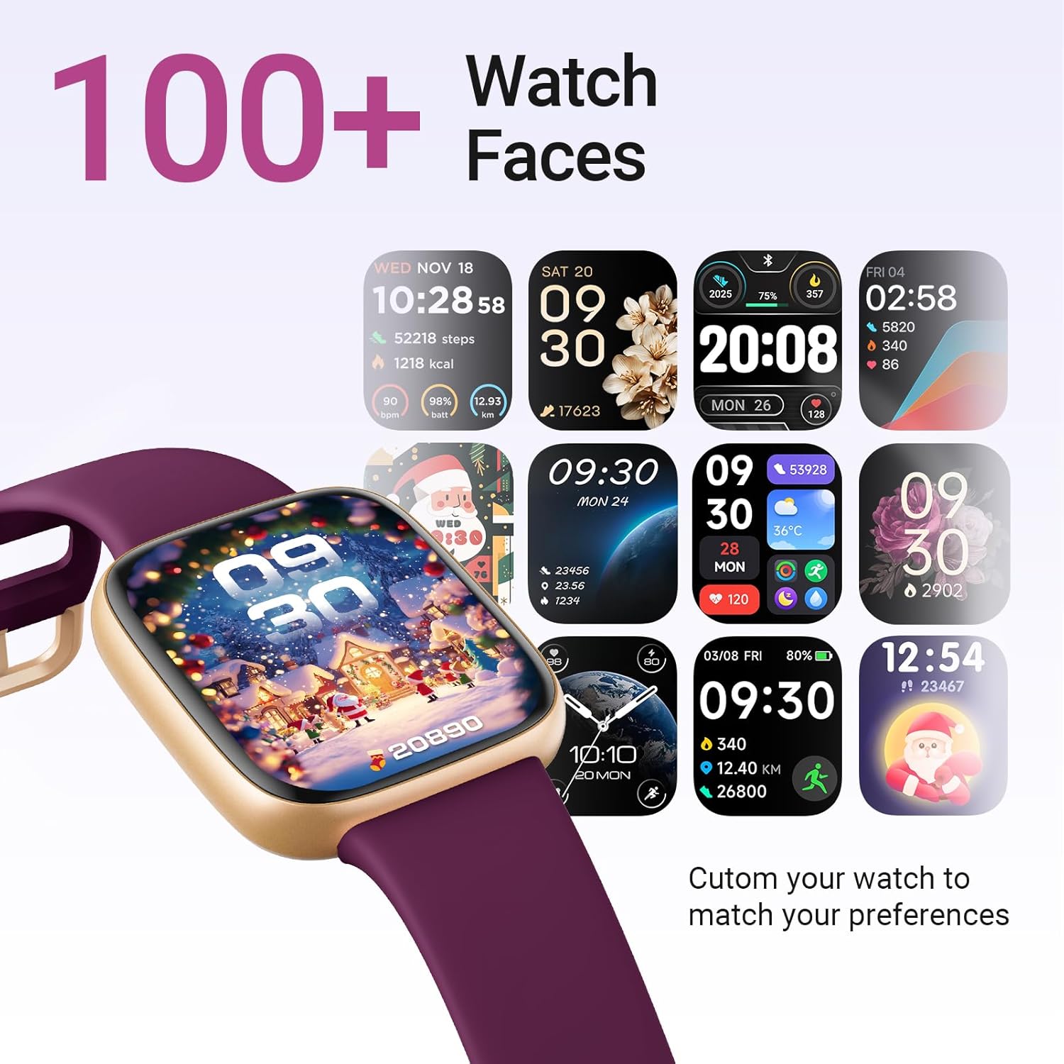 Fitpolo Smart Watch for Women 1.85" AMOLED Fitness Tracker with Bluetooth Call Heart Rate Sleep SPO₂ Monitor 100+ Sports Modes 3ATM Waterproof
