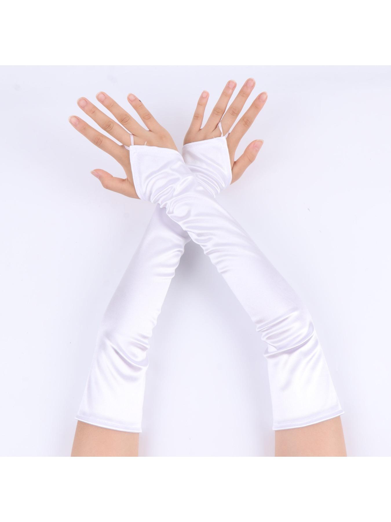 Elasticated Long Satin Gloves for Wedding, Performance, Dance Events, Elegant Accessories, Perfect for Formal Wear