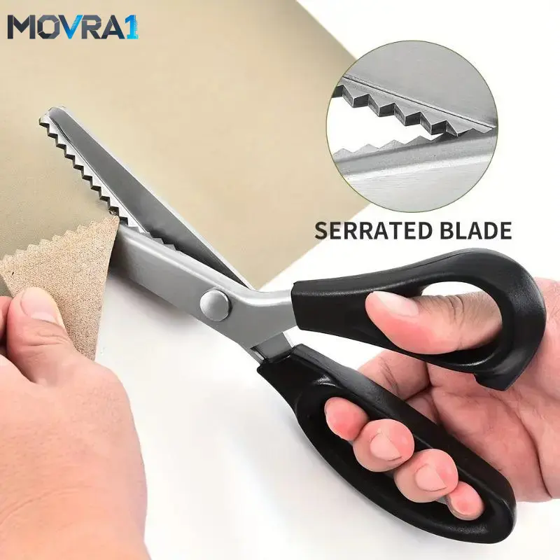 MOVRA1 Stainless Steel Zig Zag Scissors with Serrated Teeth, Perfect Crafts, Sewing Accessories and Supplies Dressmaking & Tailoring, Durable & Sharp Crafting Sewing Tools