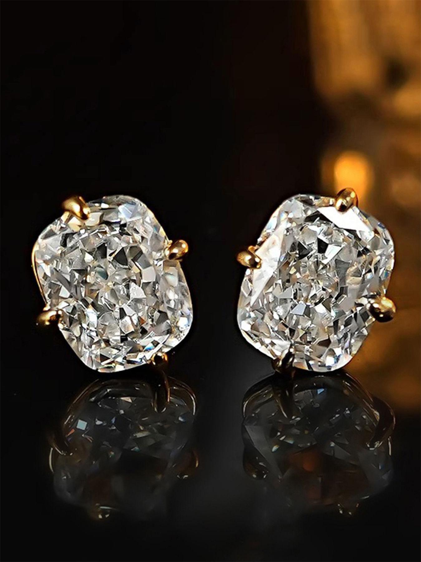 1 Pair Romantic Cubic Zirconia Stud Earrings For Women For Party Engagement Anniversary Jewelry Valentine's Day Gift Solitaire Earrings