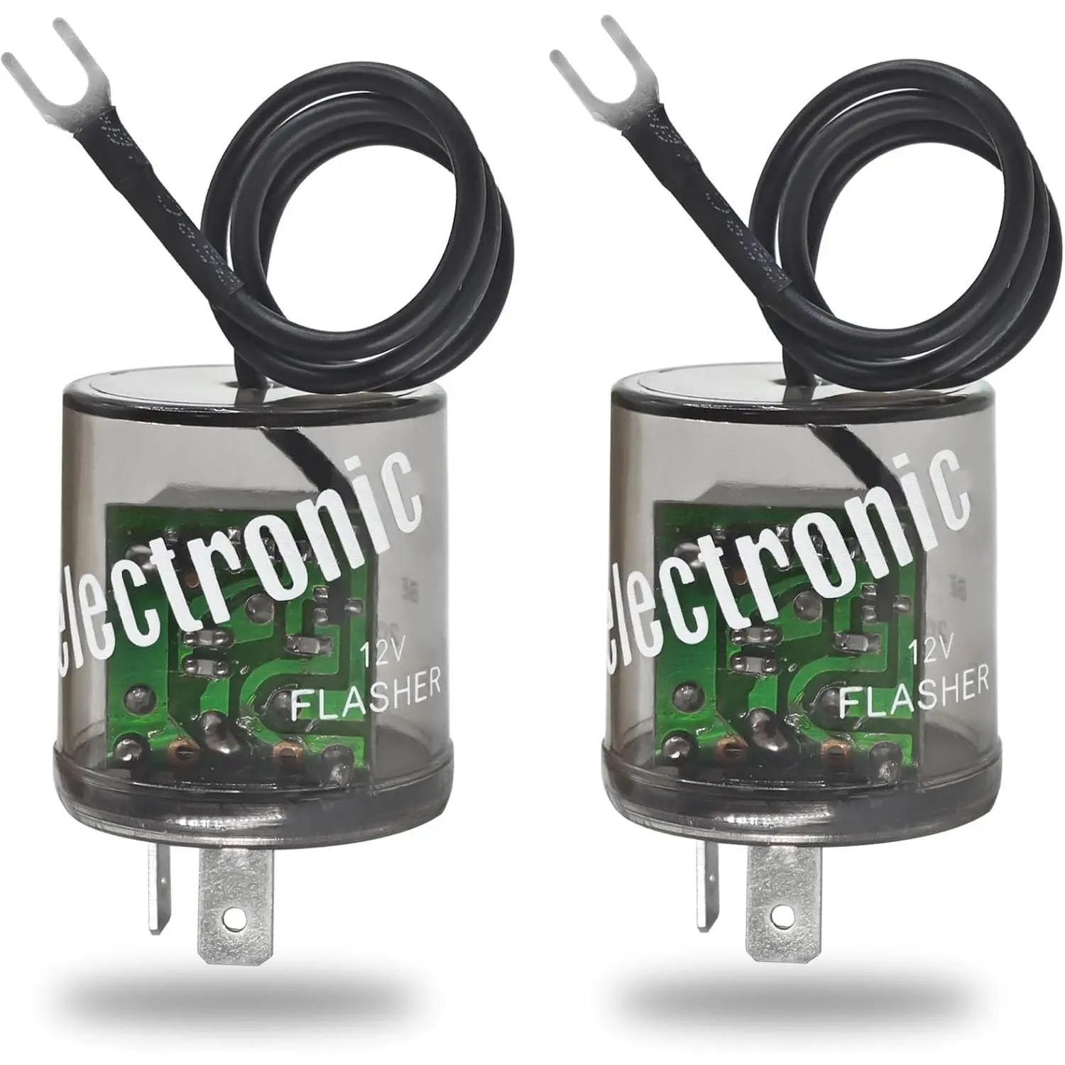 2-Pin 12V LED Flasher Relay (Pack of 2) - Heavy Duty Turn Signal Flasher with Ground Wire for Cars & MotorcyclesGift