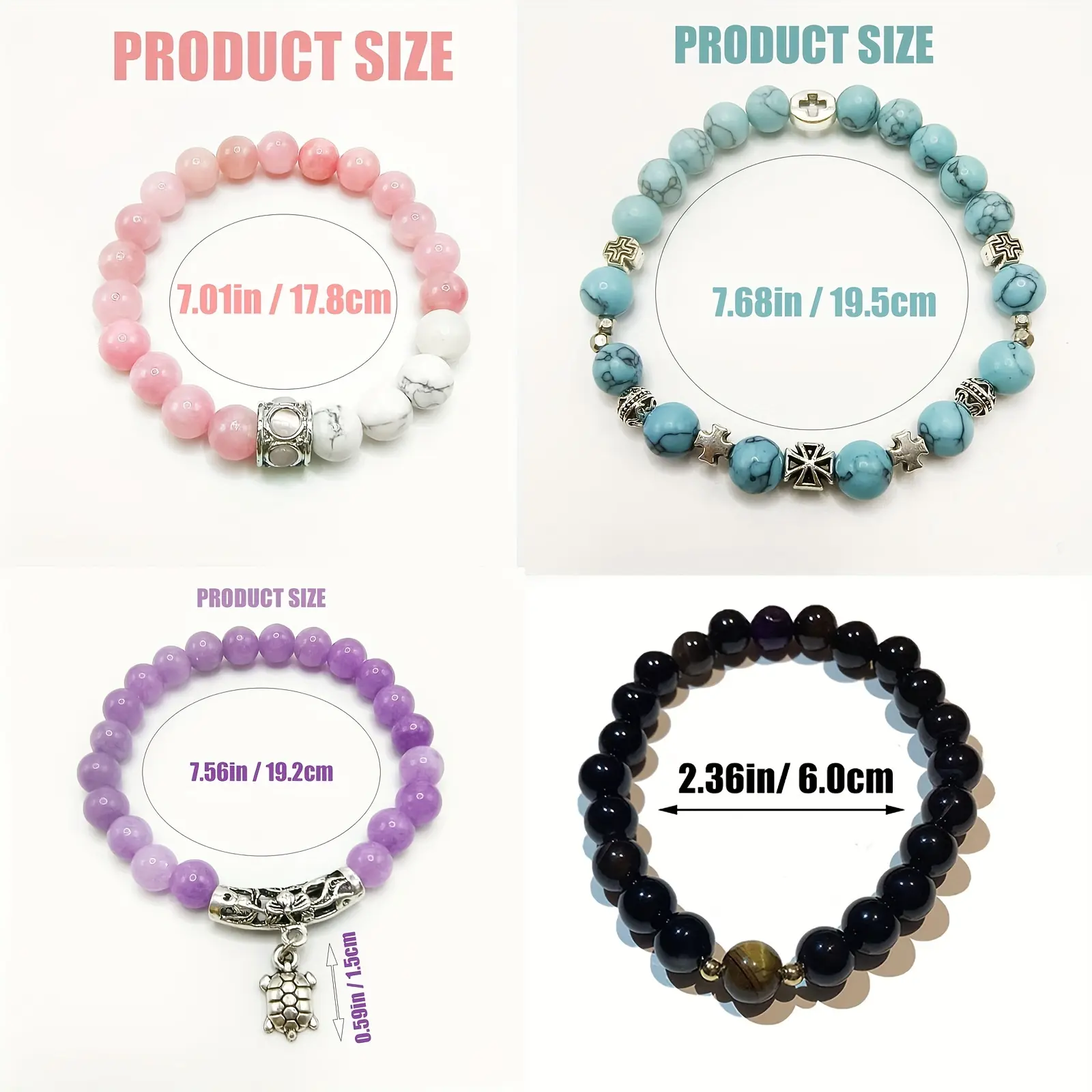 4-Piece Natural Crystal Blue Agate Bracelet Set, Enhance Social Confidence, Spiritual Jewelry, Perfect Gift for Friends