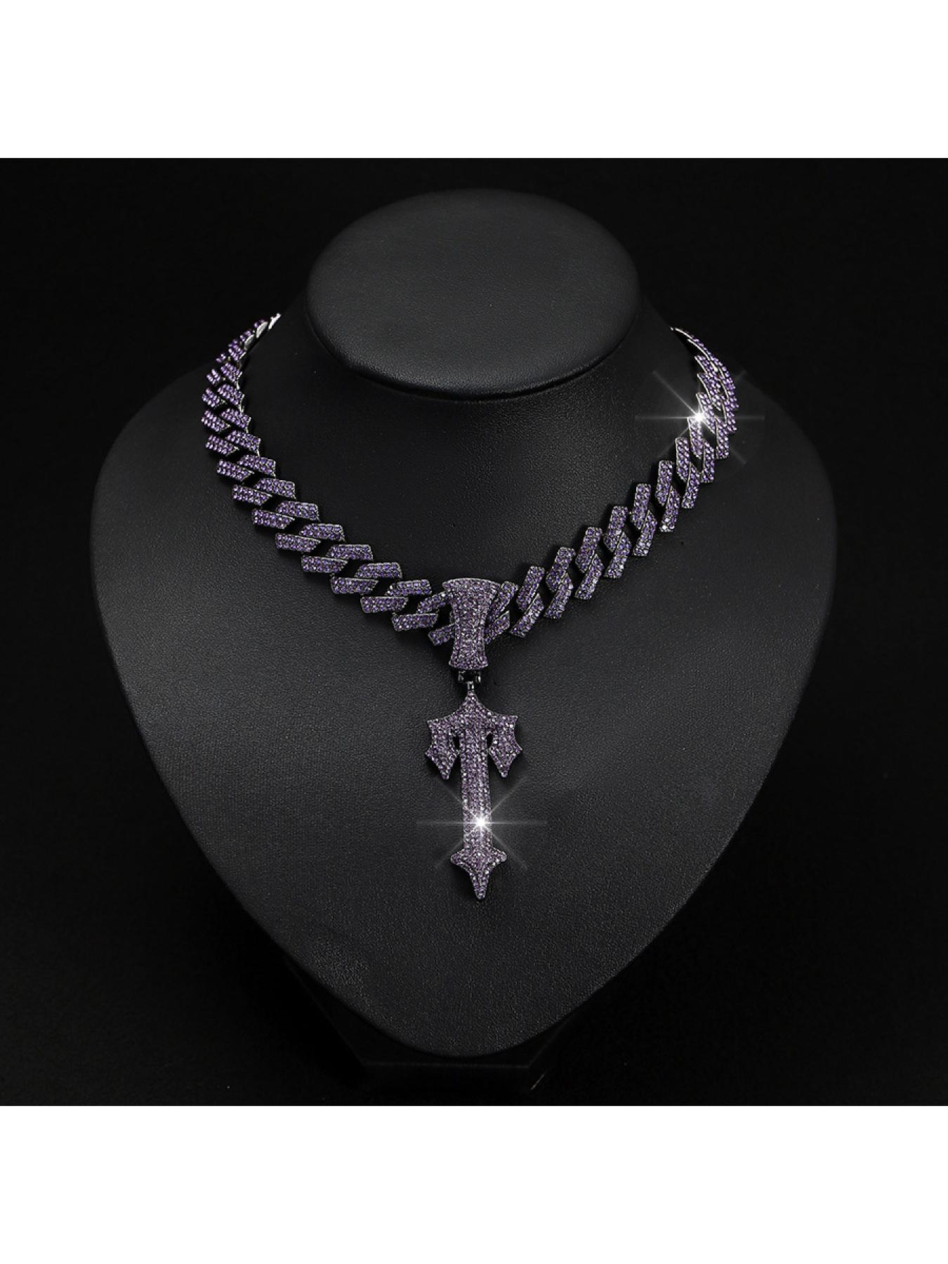 Purple large sword pendant, European and American hip-hop style alloy men's sword necklace