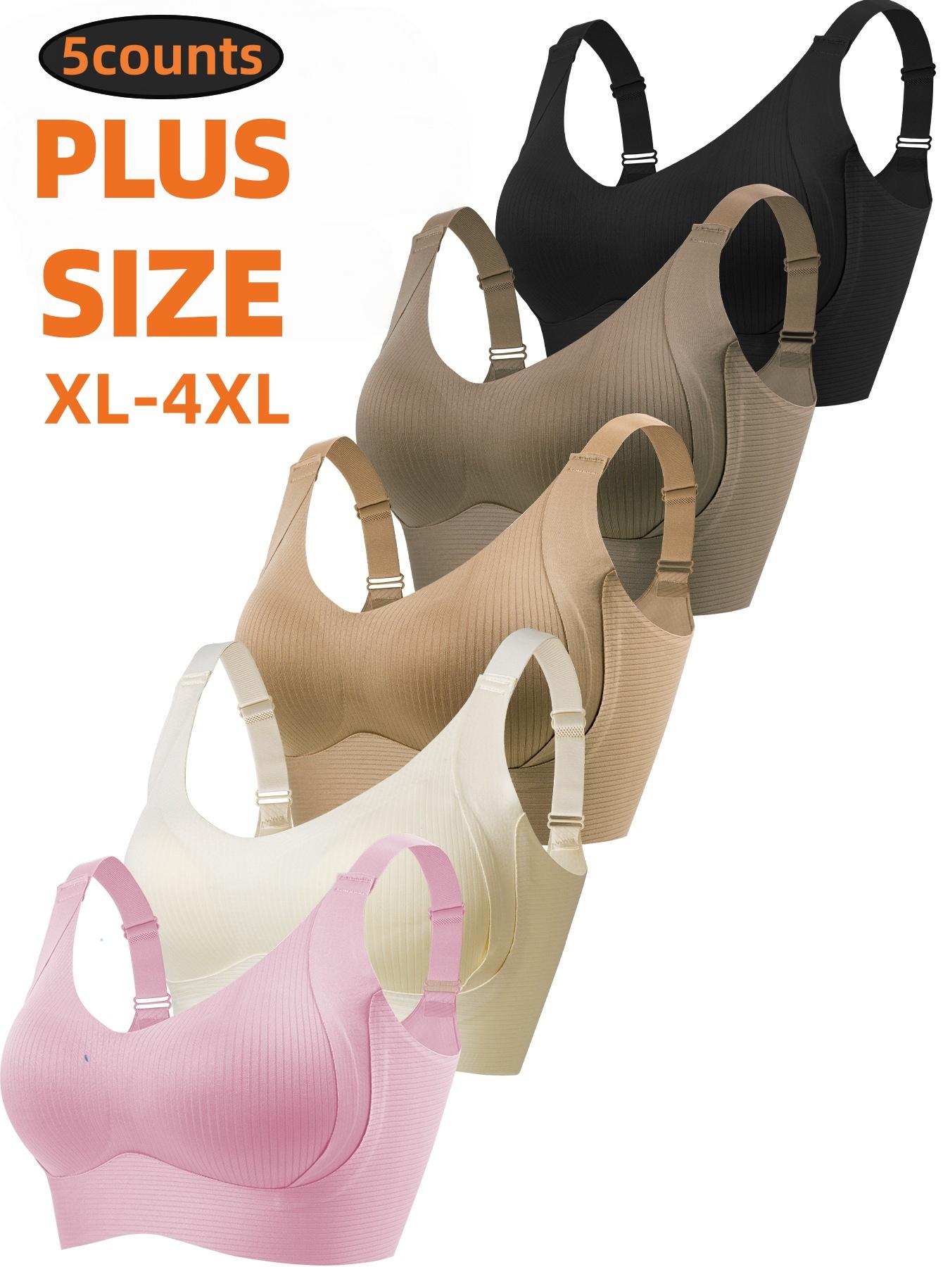 5-Pack Plus Size Comfortable Seamless Bras, Sizes 1XL-4XL, Designed for Women, Wire-Free Push-Up Style, Suitable for Daily Wear, Maximum Comfort.
