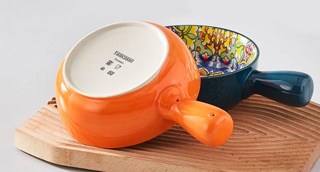 vancasso Soup Bowls with Handles, 23 Oz French Onion Soup Bowls Oven Safe, Bohemian Ceramic Soup Crocks for Cereal, Pasta, Beef Stew, Chilli, Microwave Dishwasher Safe-6.2 inch, Set of 4