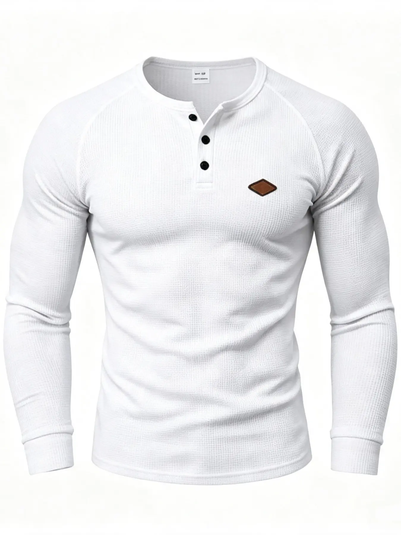 Men's long-sleeved casual waffle knit T-shirt, quick-drying shoulder slice Henley shirt, spring and autumn slim-fitting pullover, a must-have for a comfortable and well-fitting men's wardrobe Tops Fitted Knitwear