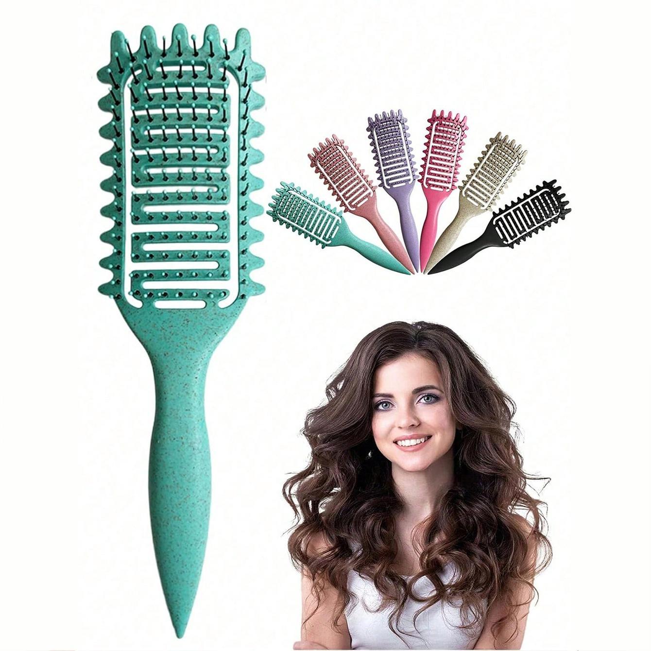 Vented Curl-Defining Brush, Curl Styling Brush, Curly Hair Detangler Brush for Curly, Wavy & Coily Hair, Airflow Comb for Fast Drying, Curl-Enhancing & Edge Lift, Detangling Brush for Wet & Dry Hair, Ideal for Travel, Home and Salon