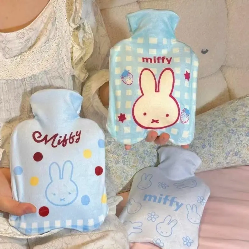 Miffy Bunny Fluffy Heated Water Bottle - Portable Warmth for Hands & Belly Mini Plush Insulated Hot Pack Cold Weather Essential