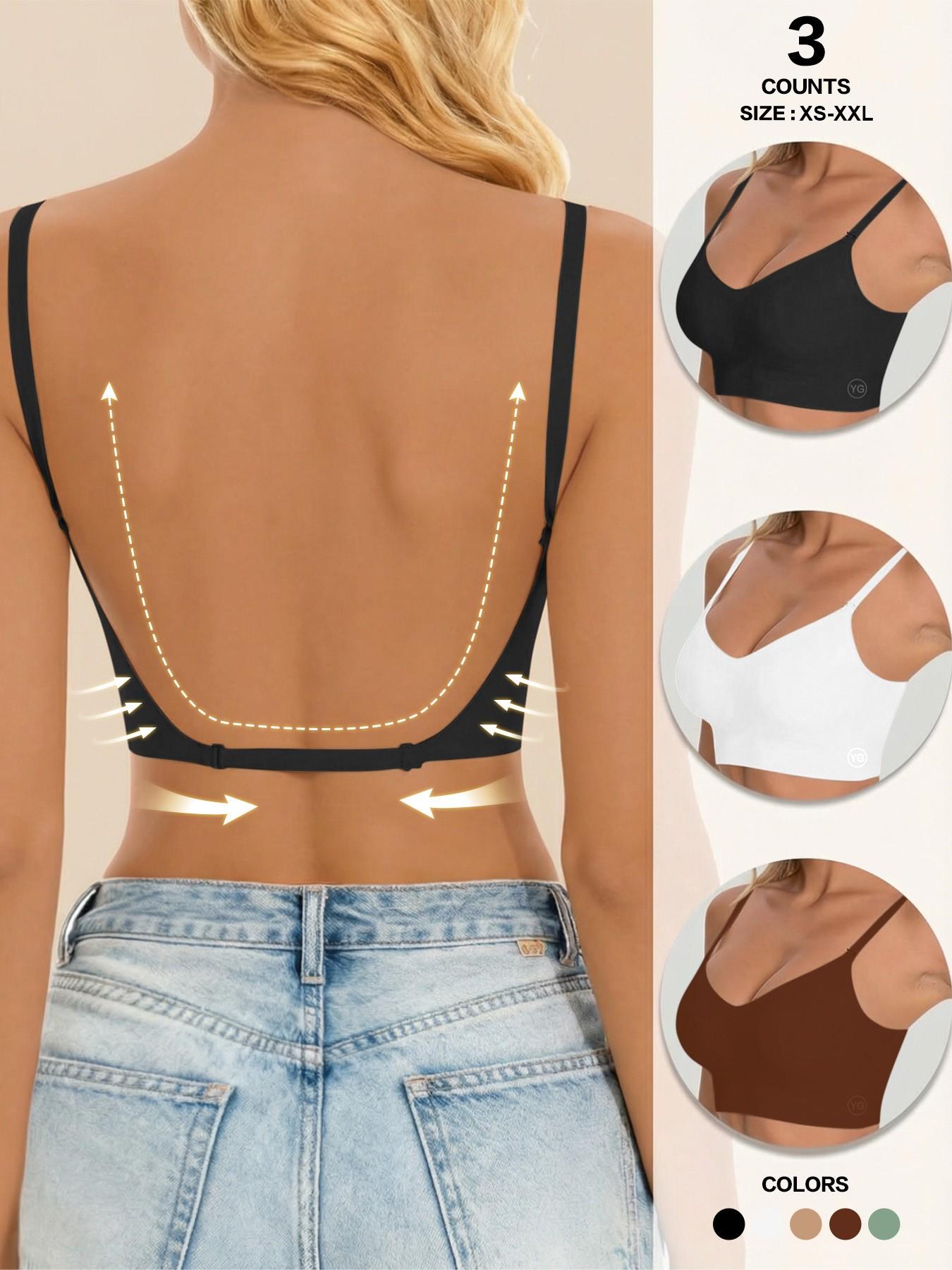 Women's Seamless Backless Bra, Multi-Strap Convertible Strap Wireless Push-Up Bra, Suitable for Wedding Dresses and Party Gowns