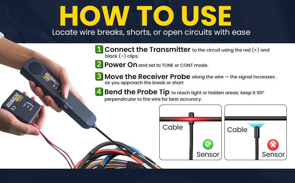 Automotive Circuit Tester, 6-42V Digital Car Wire Tracker with Short & Open Circuit Finder, Cable Continuity Tester for Vehicle Electrical Repair Diagnostics