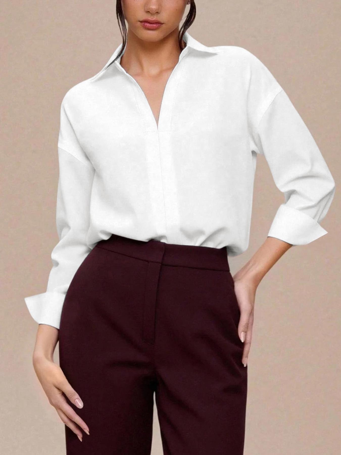 Valentine's Day Women's Casual Solid Color body suit Jumpsuit, Ladies' Relaxed Long Sleeve Lapel Fit One-Piece, Comfortable All-Season Wear