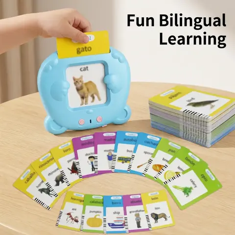 Spanish and English Talking Flashcards for Boys and Girls, Bilingual Voice Speech Training Tool, Educational Abc Learning Cards, Preschool Learning Tool, Vocabulary Flashcards, Bilingual Instruction Cards, with 224 Sight Words Birthday/Christmas Gifts