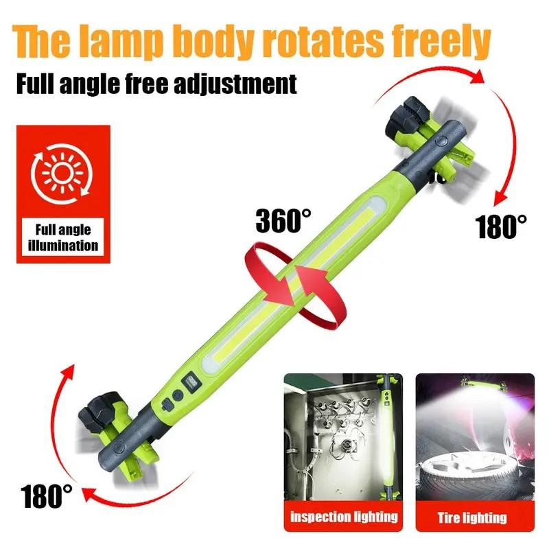 LED Rechargeable USB Work Light, Super Bright Strong Light with Magnetic Base and Hook, 3 Light Modes, Car Maintenance Tool, Portable Working Lights
