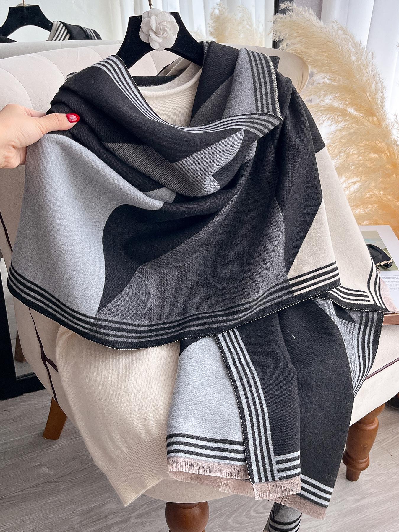 Colorful Patchwork Print Scarf, Soft Warm Shawl Wrap for Fall & Winter, Casual Fashion Accessory, Modern Daily Wear, Thick Woven Fabric