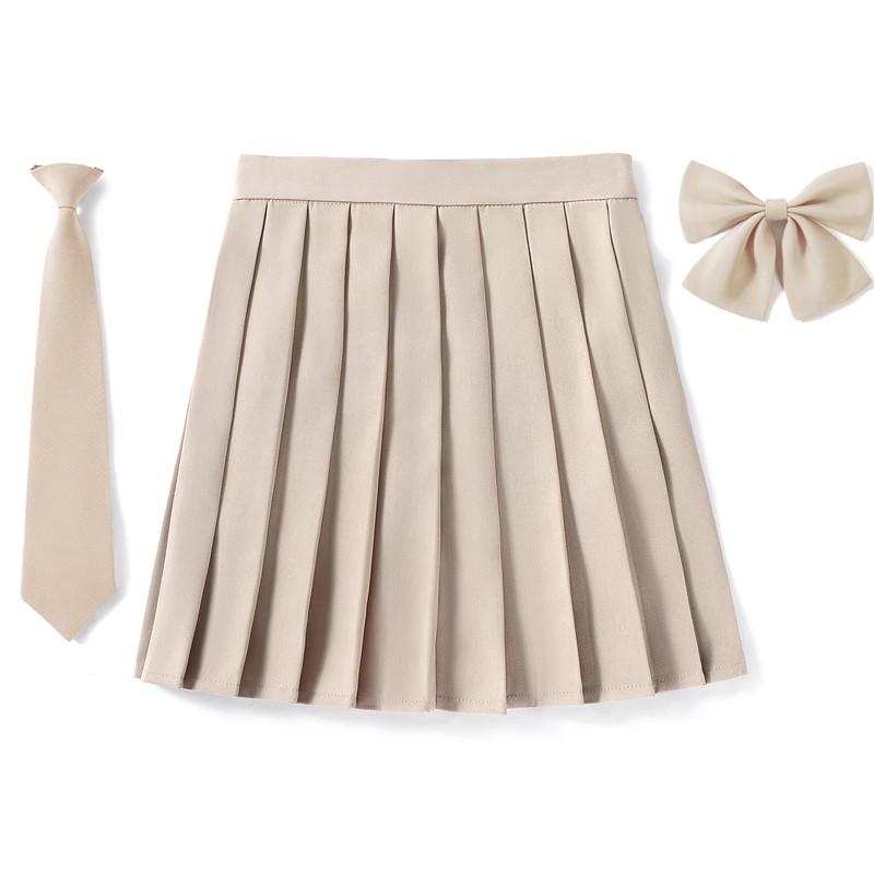 2025 Preppy Style Pleated Skirt Woman High Waist A-Line School Skater Mini Skirt Girl JK Uniform Skirt With Match Necktie Bowtie