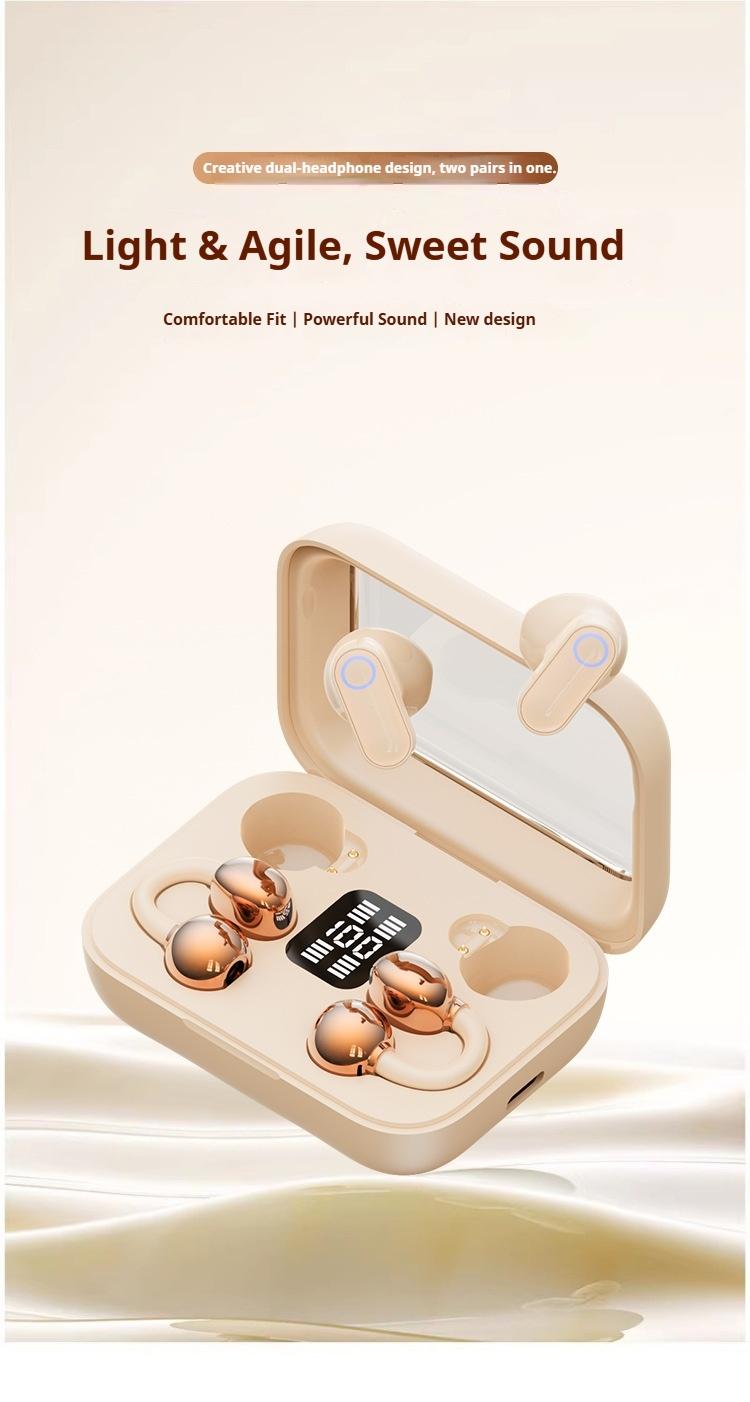 Hetoie 2026 Open-Back Bluetooth-compatible Earbuds, Wireless Headphones with Clear Mic, Type-C Fast Charging, Comfortable All-Day Wear