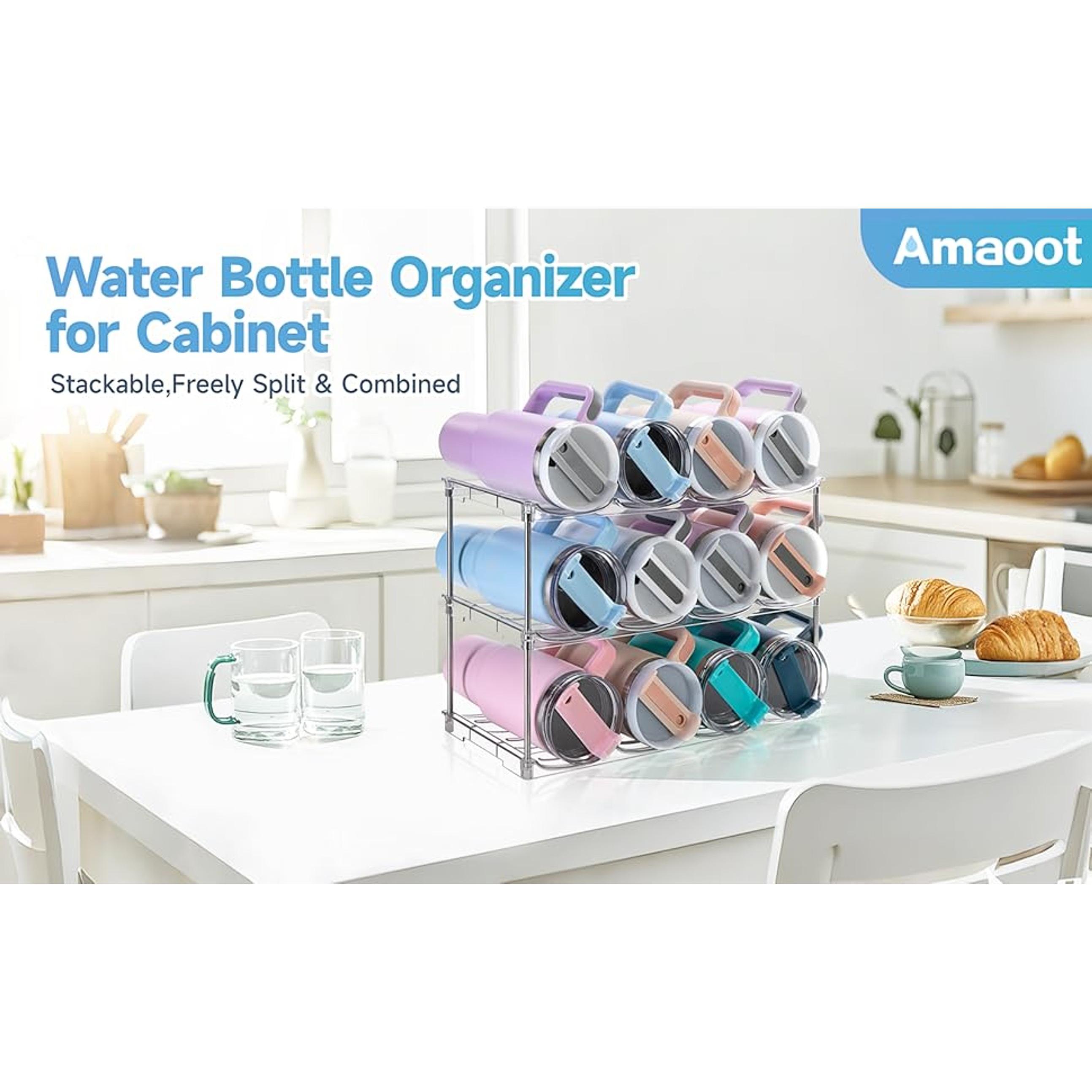 Larger Water Bottle Organizer for 40 oz Tumbler, Stackable Water Bottle Holder Rack for Cabinet, Kitchen Storage Organizer for Cup Accessories, Tumbler Storage Holder, 3 Pack Larger Water Bottle Organizer for 40 oz Tumbler, Stackable Water Bottle Holder Rack for Cabinet, Kitchen Storage Organizer for Cup Accessories, Tumbler Storage Holder, 3 Pack