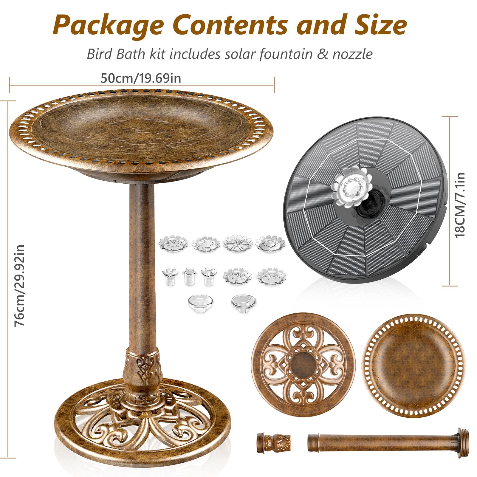 AISITIN Outdoor Garden Vintage Bird Bath with Two Little Bird Decorations, Weather Resistant Polyresin, 30 Inch-Backyard Expressions