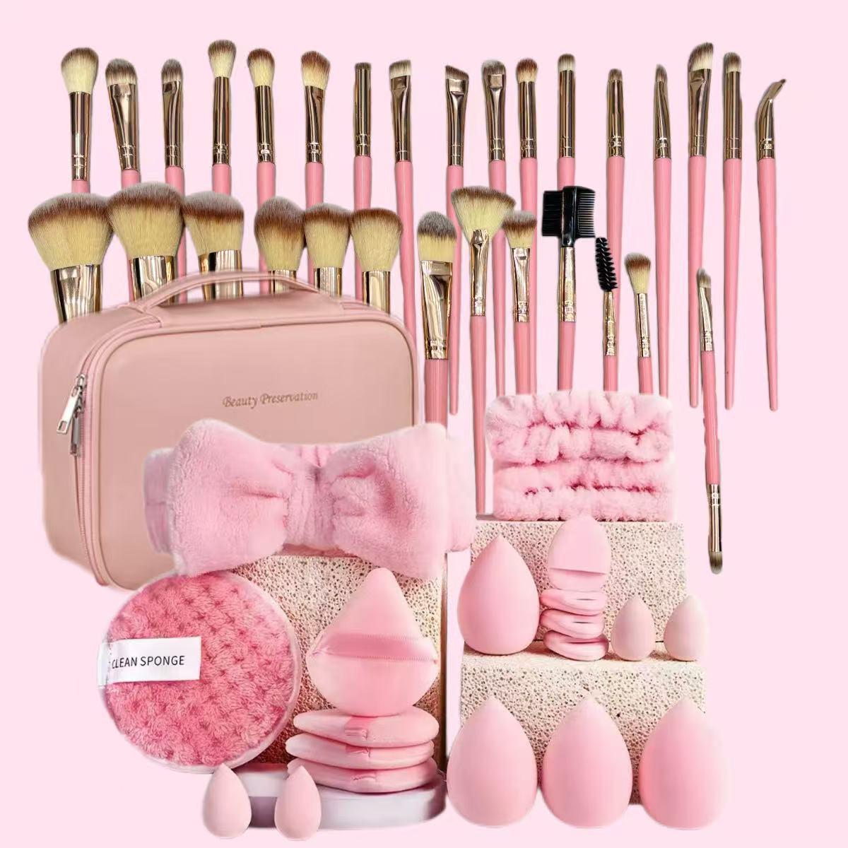 Professional Makeup Brush Set, 7-Piece Cosmetic Tool Kit, Includes Foundation Sponge & Blending Puff, Ideal Gift for Women, Daily Use Essentials, Makeup Brushes Kits