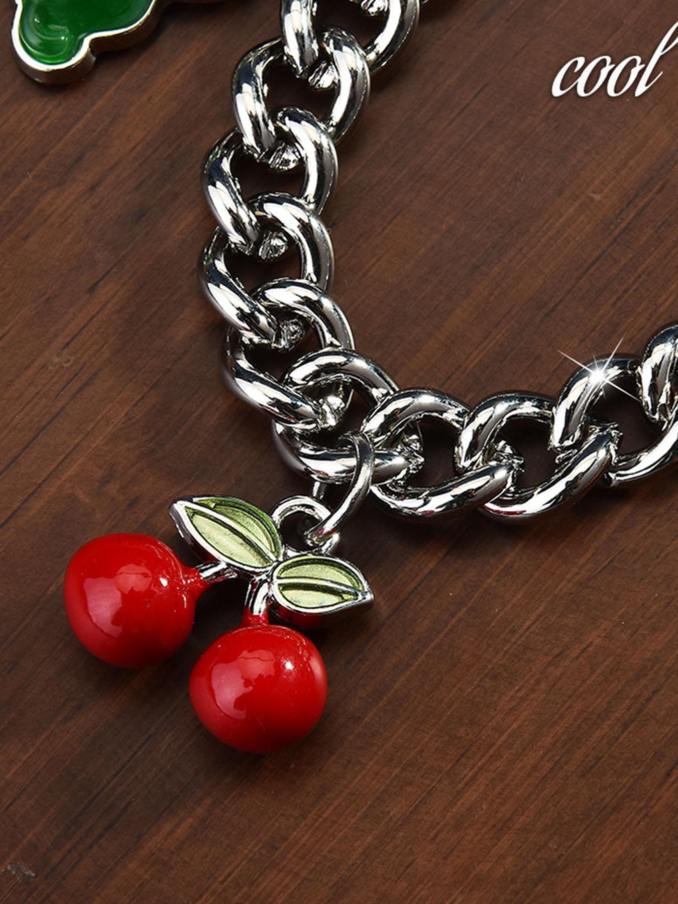 Cherry Strawberry Bag Charm Chain, Women's Handbag Accessory, Carrot Dinosaur Crossbody Bag Keychain, Purse Hanging Decoration, Stylish Playful Charm, Bag Pendant