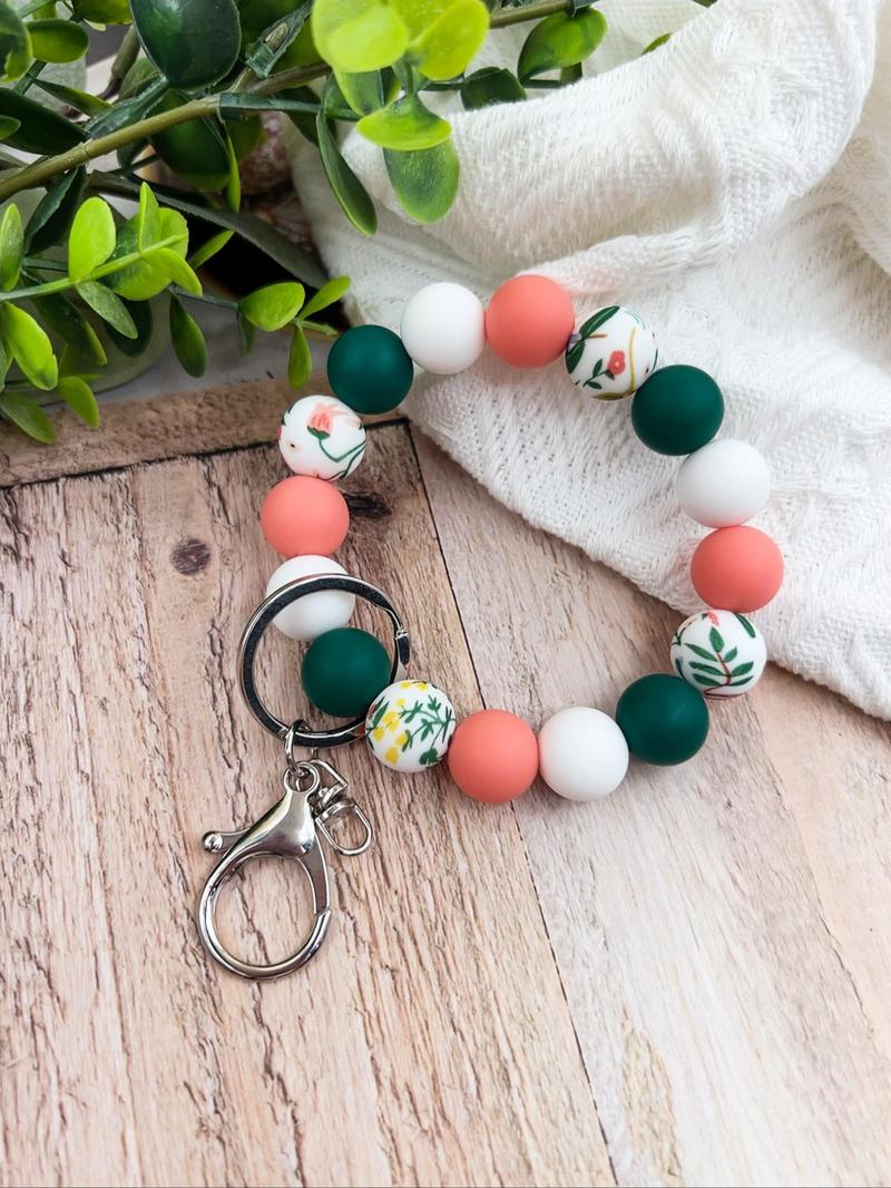 Boho Style Beaded Keychain, Colorblock Beaded Wristlet Keychain, Fashion Accessories for Women & Men, Cute Keychain, Trendy All-match & Exquisite Keychain As Gift