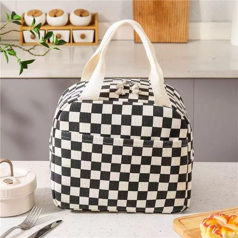 Durable Corduroy Insulated Lunch Bag with Handle, Portable Reusable Lunch Box for Work School Outdoor Camping Travel, Corduroy Lunch Tote