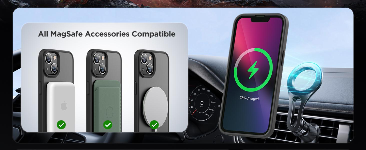 Miracase for Cellphone Case [Compatible with MagSafe] [with 2X Screen Protectors] Military-Grade Protection, Anti-Fingerprint, Slim Design Phone Case  Durable  Protective Cover Smartphone Shockproof Casing phone cases promax 15 pro