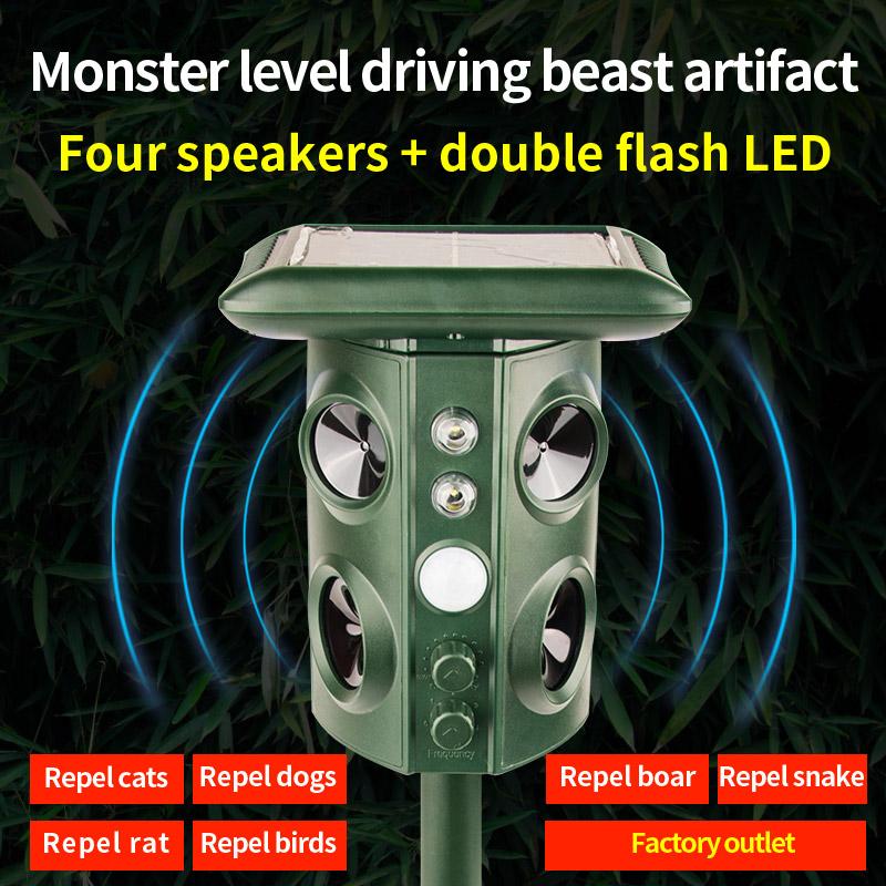2pcs Animal Repeller Outdoor Waterproof Variable Frequency Ultrasonic Deterrent for Squirrels, Foxes, Bats, Multi-Scene Use Garden, Farm