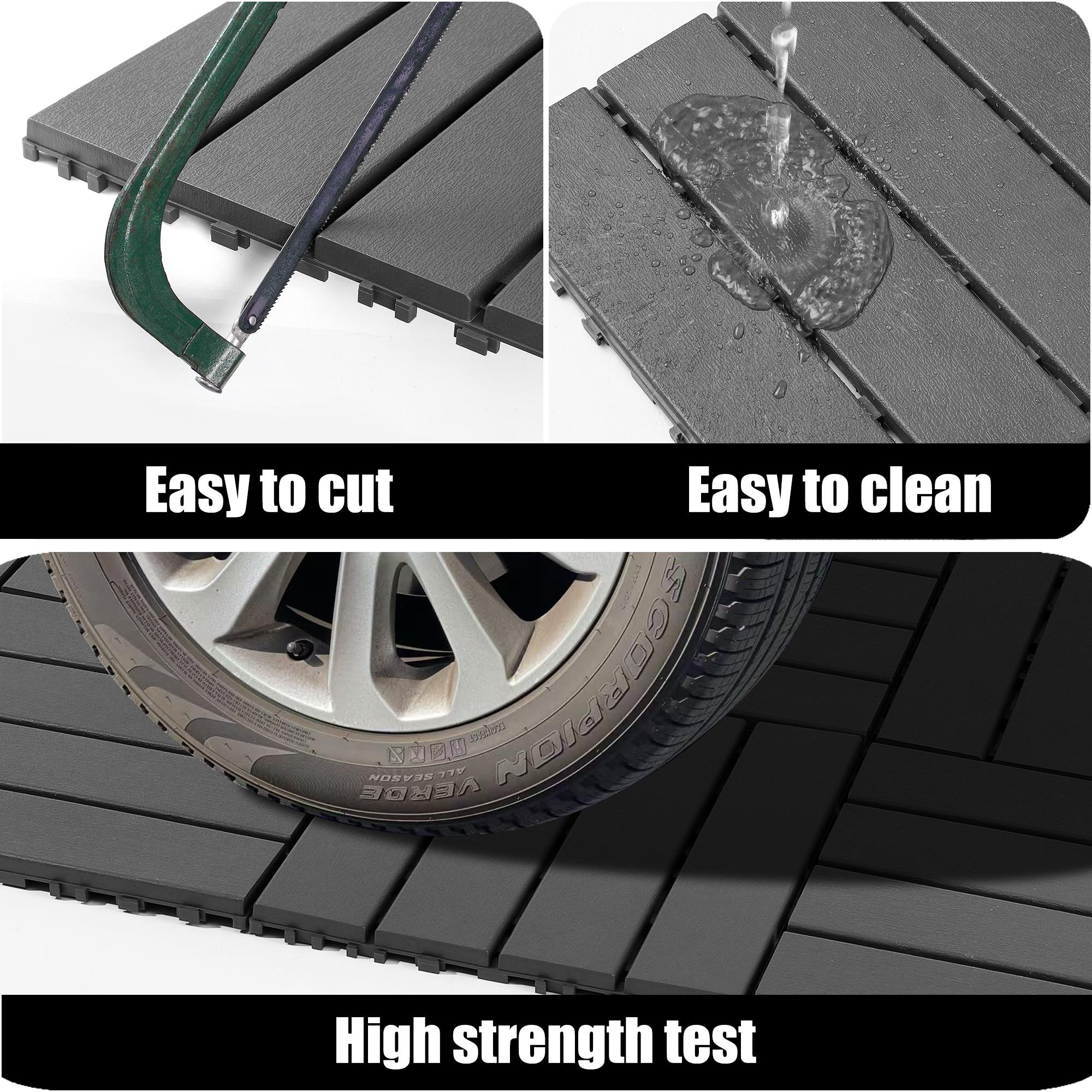 44-Pack Polypropylene Interlocking Patio Deck Tiles - Weather-Resistant Outdoor Flooring for Balcony, Porch, and Garage, Easy To Install, Easy To Clean