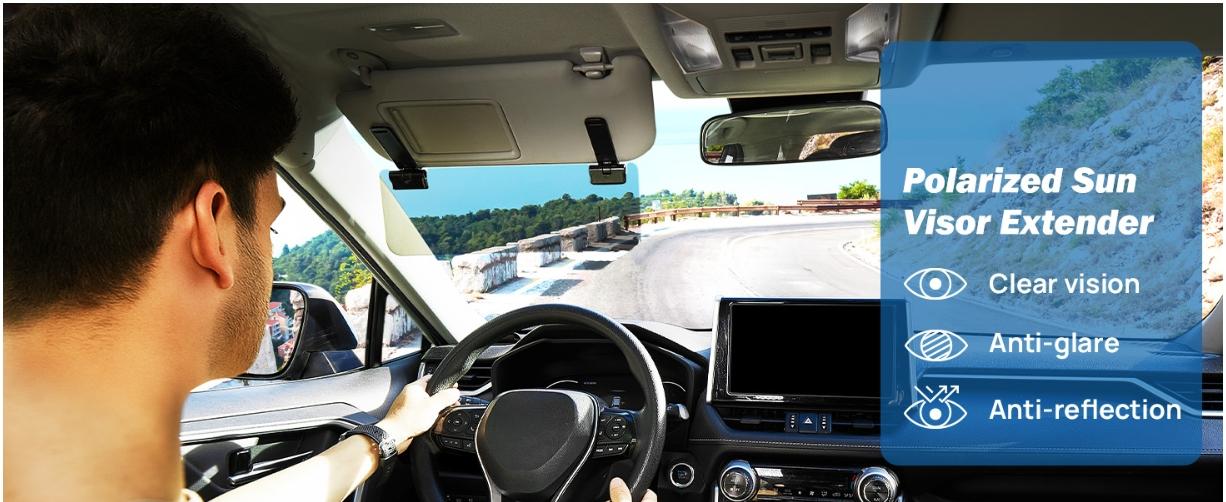 Car Sun Visor Extension, Polarized Sun Visor Extender, Universal Uv400 Sunshade, Adjustable Car Sun Visor, Dual Clip Design, Anti-Glare Diffused Light Car Sun Visor Extension, Polarized Sun Visor Extender, Universal Uv400 Sunshade, Adjustable Car Sun Visor, Dual Clip Design, Anti-Glare Diffused Light