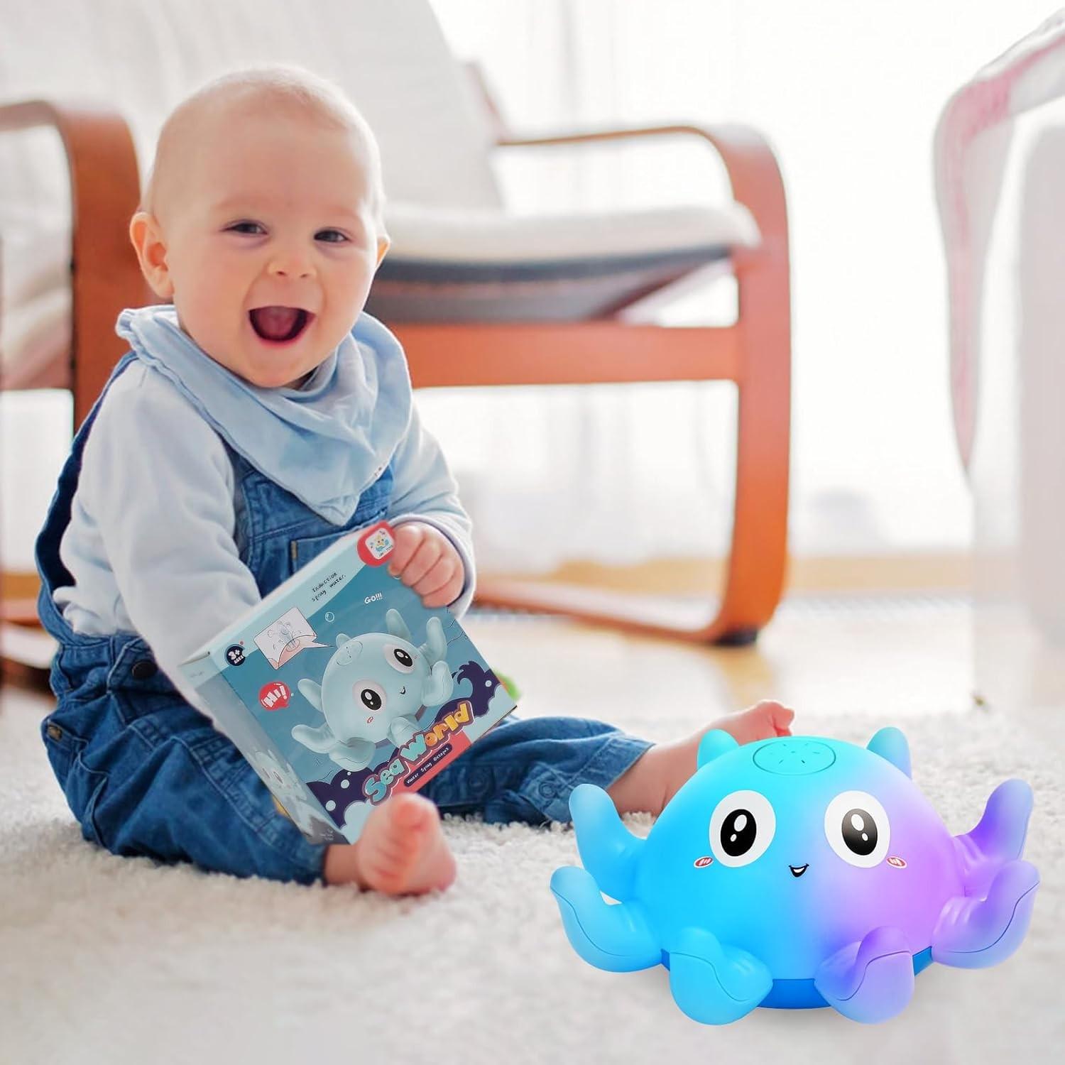 /blue Water-Spraying Toy Octopus, Kids Bath Time Companion, Bathroom Water Toys, No Batteries Included, Requires 3 Aaa Batteries
