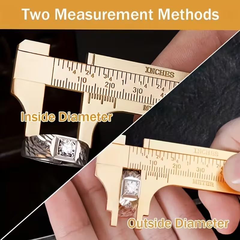 Mini Vernier Caliper 100mm, Brass Pocket Size, Dual Scale, Copper Material, Metric & Imperial Measurements, Portable Precision Tool