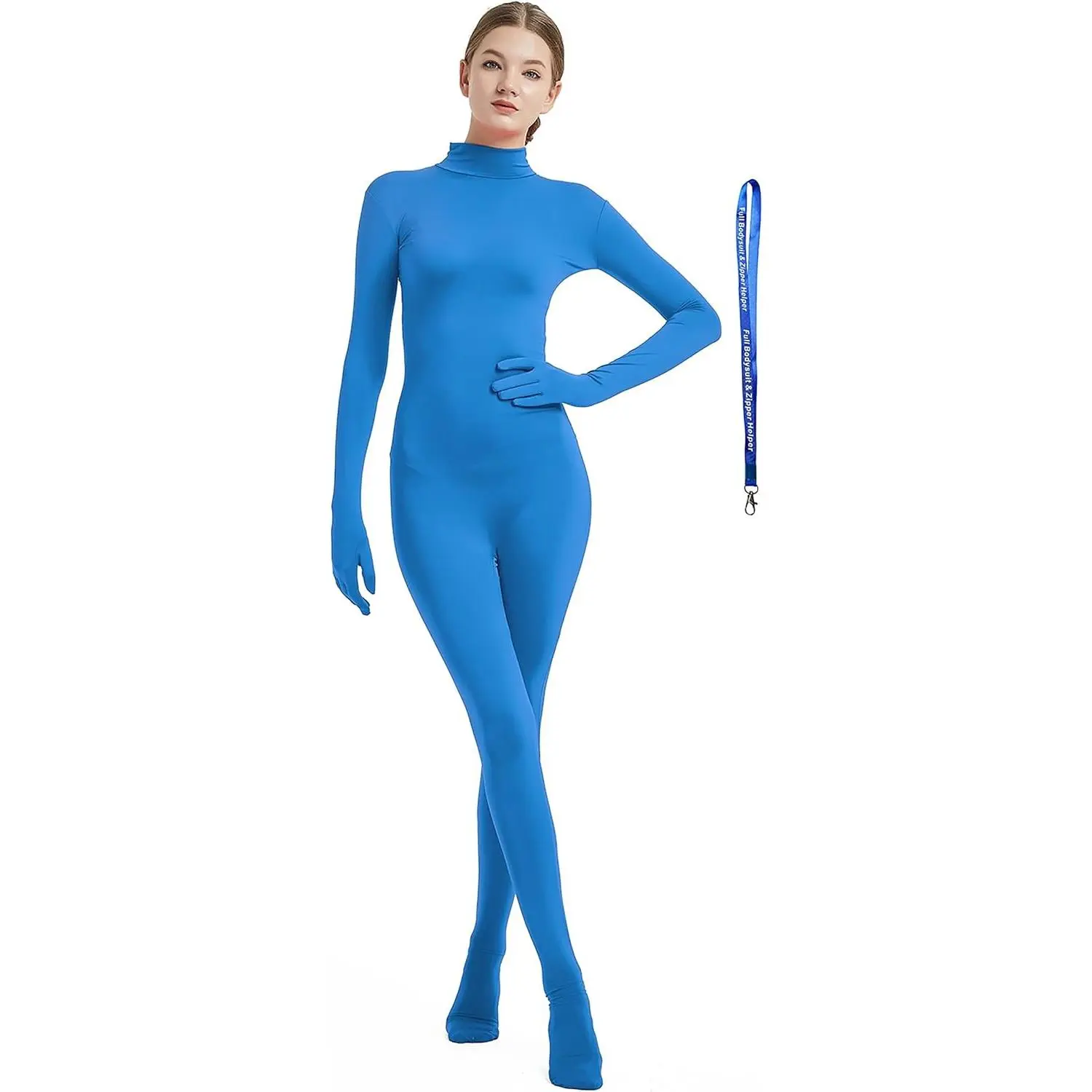 Women's Spandex Zentai Bodysuit Costume with Zipper Helper, No Hood Full Bodysuit Unitard(Gift)