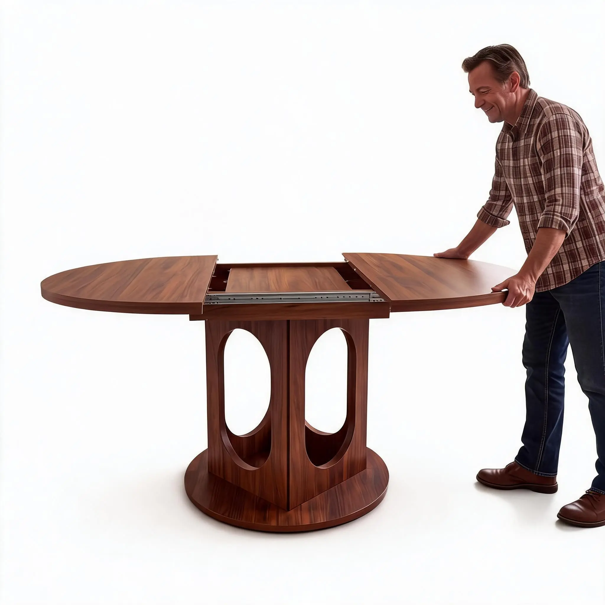 Extendable Dining Table with Hidden Storage Compartment – Space-Saving Expandable Table for Kitchen, Dining Room, and Apartment