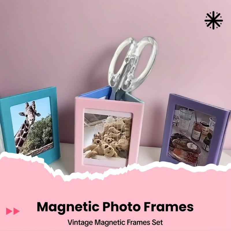10PCS 3-Inch Magnetic Fridge Frames - Random Color Fujifilm Photo Holders, Retro Durable Frame with Smooth Edge, Home/Office Decor, Black Friday Deal: Fridge Magnet Photo Displays, Ideal Holiday/Birthday Gift for Photographers, Picture Frame Set