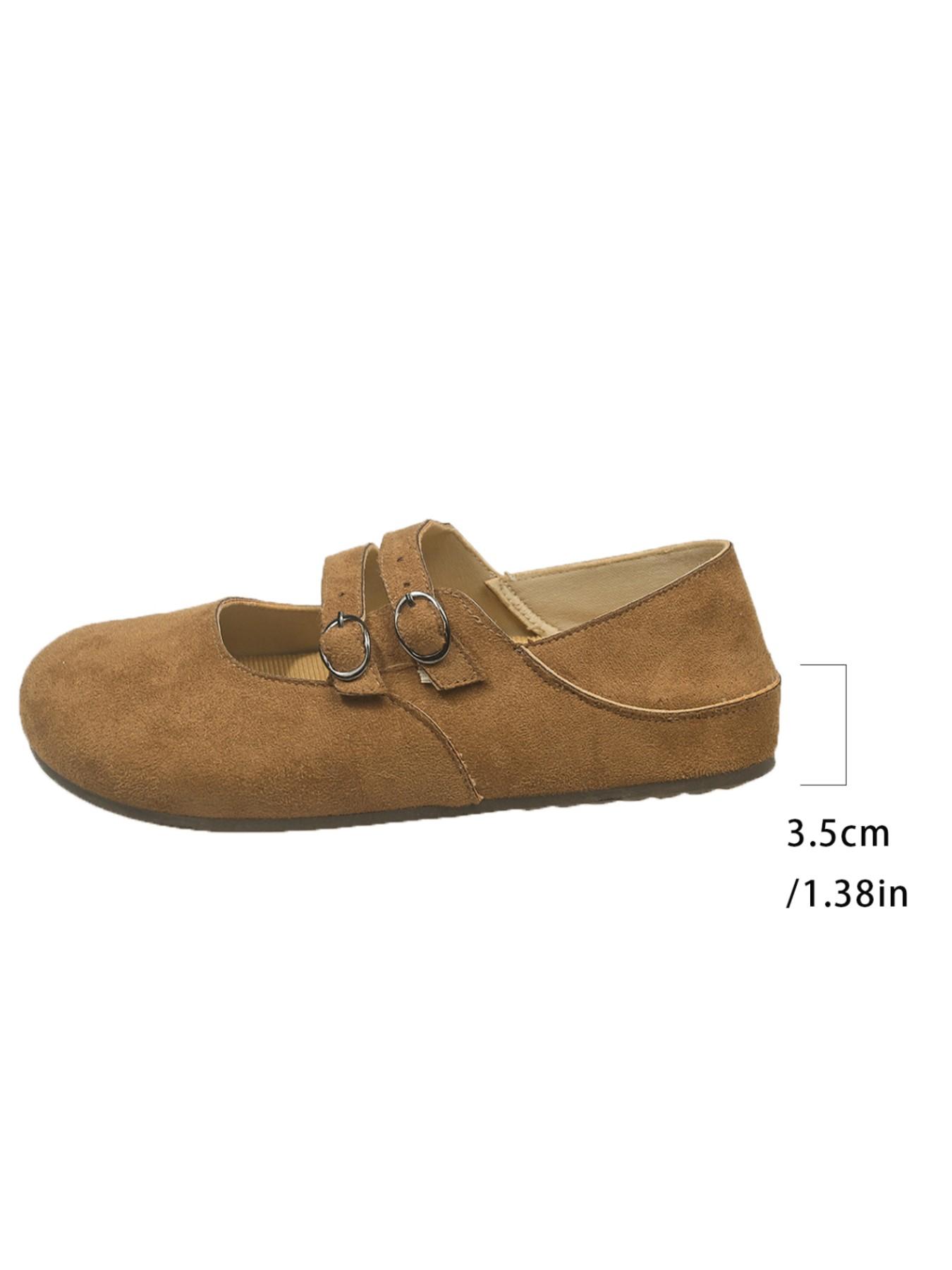 Spring New Round Toe Vintage Low-Top Mary Jane Shoes, Casual Shoes, Height Increasing Dual Buckle Birkinstyle Single Shoe, Versatile and Stylish.