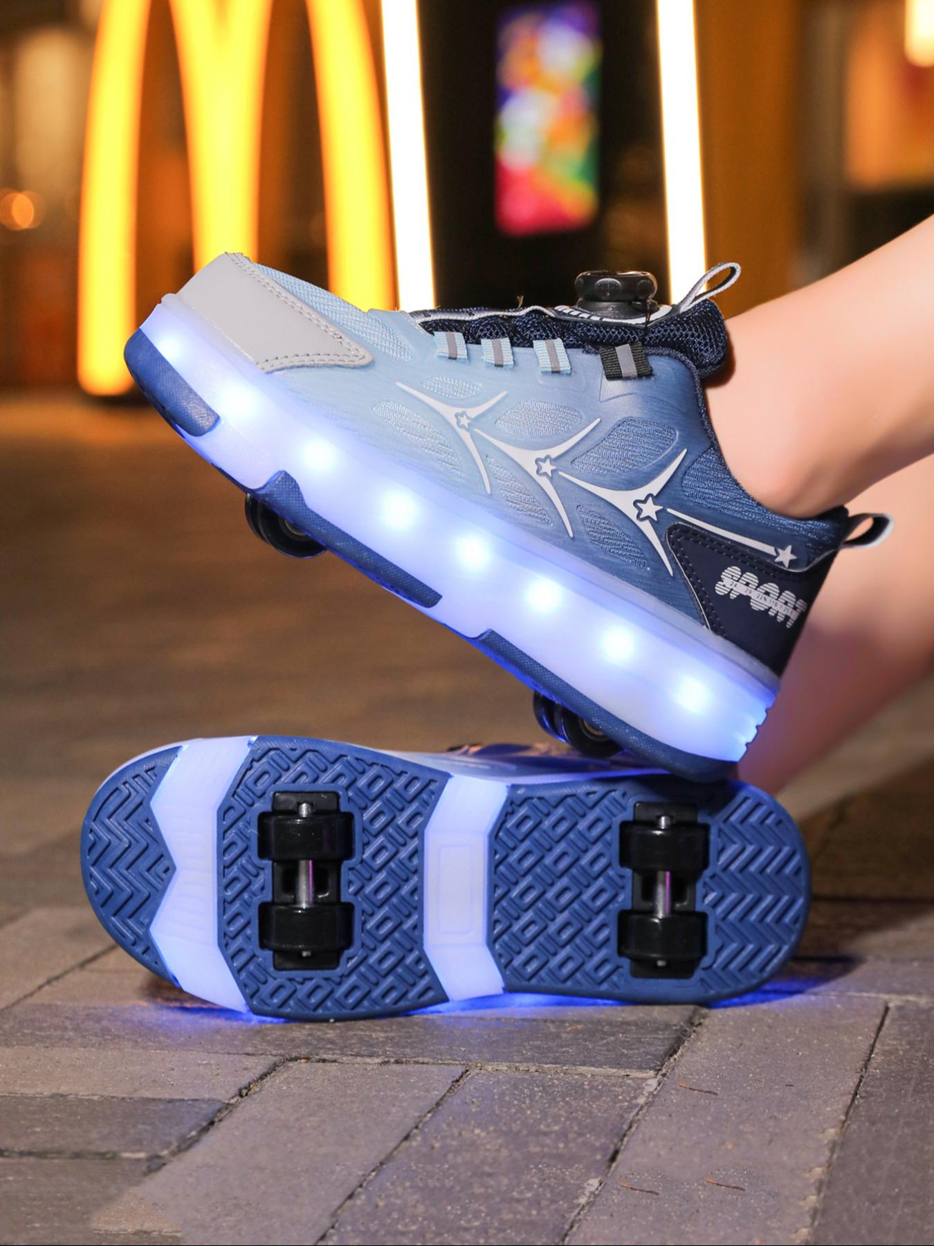 Boys Four-Wheel Roller Skates, New Wheel Shoes, Adjustable Rotating Buckle, Breathable Lightweight Durable Dual Wheels, Shoes With Wheels