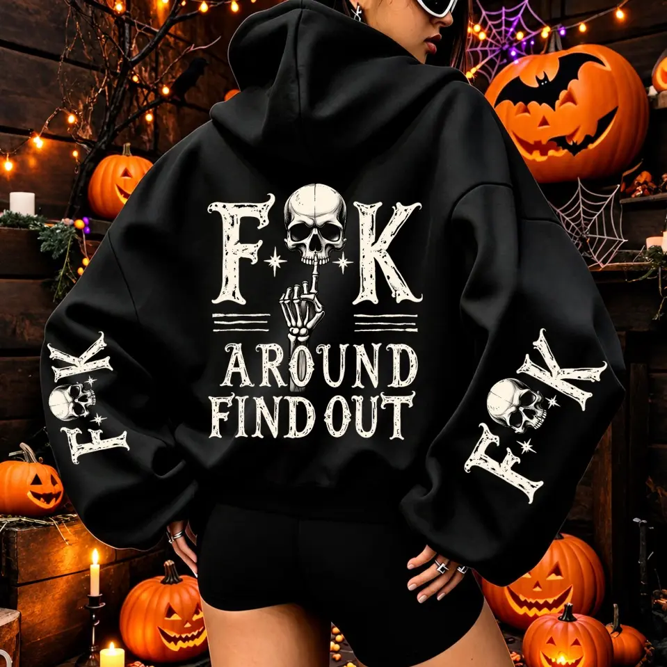 Women’s Fuck Around And Find Out Print Oversized Hoodie Soft Fleece Pullover Sweatshirt Casual Loose Fit Long Sleeve Hoodie Top Fall Winter Fashion