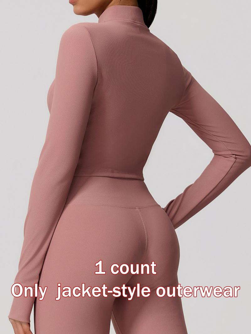 Women's Sporty Zipper Jacket, Long Sleeve Running Gym Yoga Top, High Neck Thumb Loop Cuffs, Quick Dry Polyester Spandex Fabric, Athletic Jackets