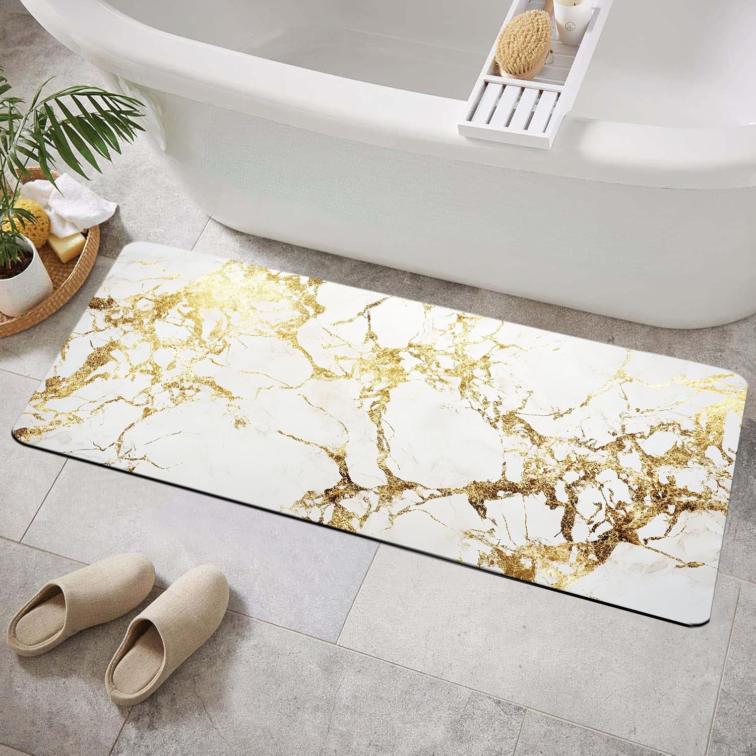 [Popular Choice]1 piece, bathroom decoration, bathroom floor mat, bathroom anti-slip mat, kitchen floor mat, bathroom set, home decoration, marble floor mat, luxurious and simple theme decoration.